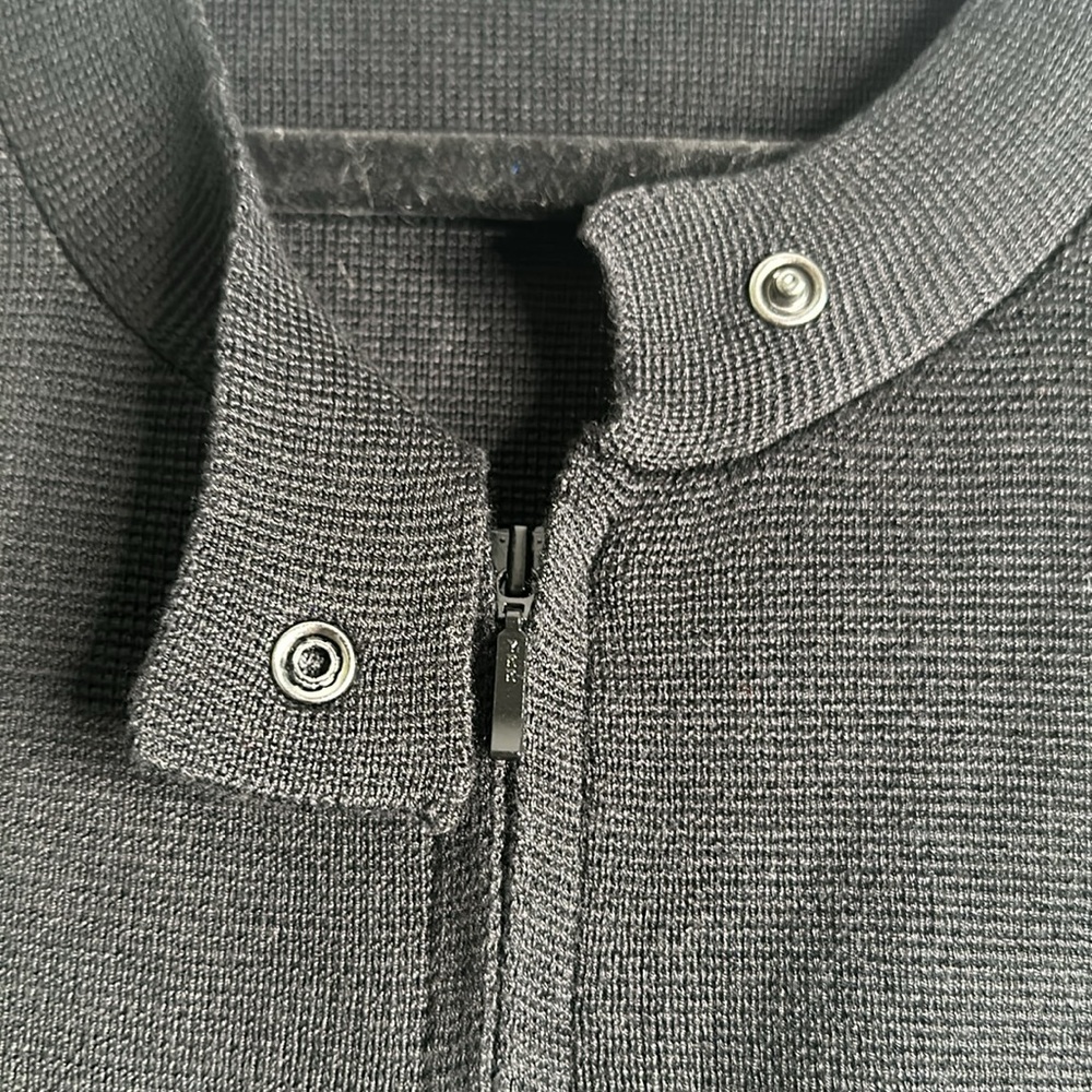 Eileen fisher slik cotton blend zip up knit jacket shirt  L black quilt luxury - Picture 7 of 10